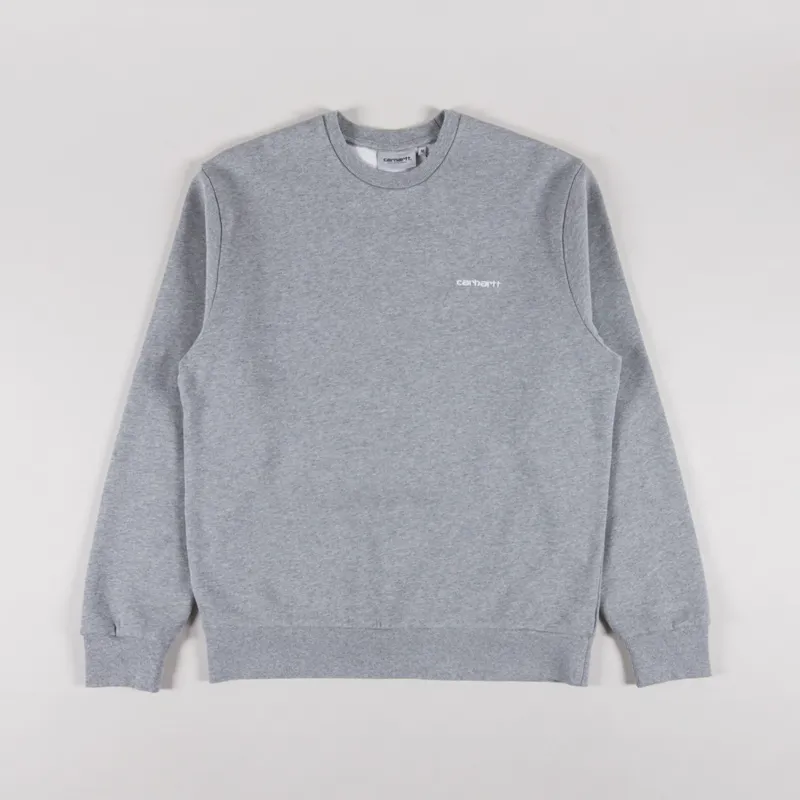 Carhartt WIP Script Embroidery Sweat Grey Heather White