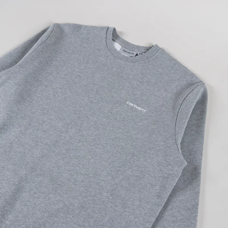 Carhartt WIP Script Embroidery Sweat Grey Heather White-2