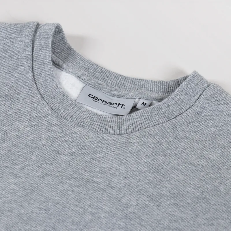 Carhartt WIP Script Embroidery Sweat Grey Heather White-4