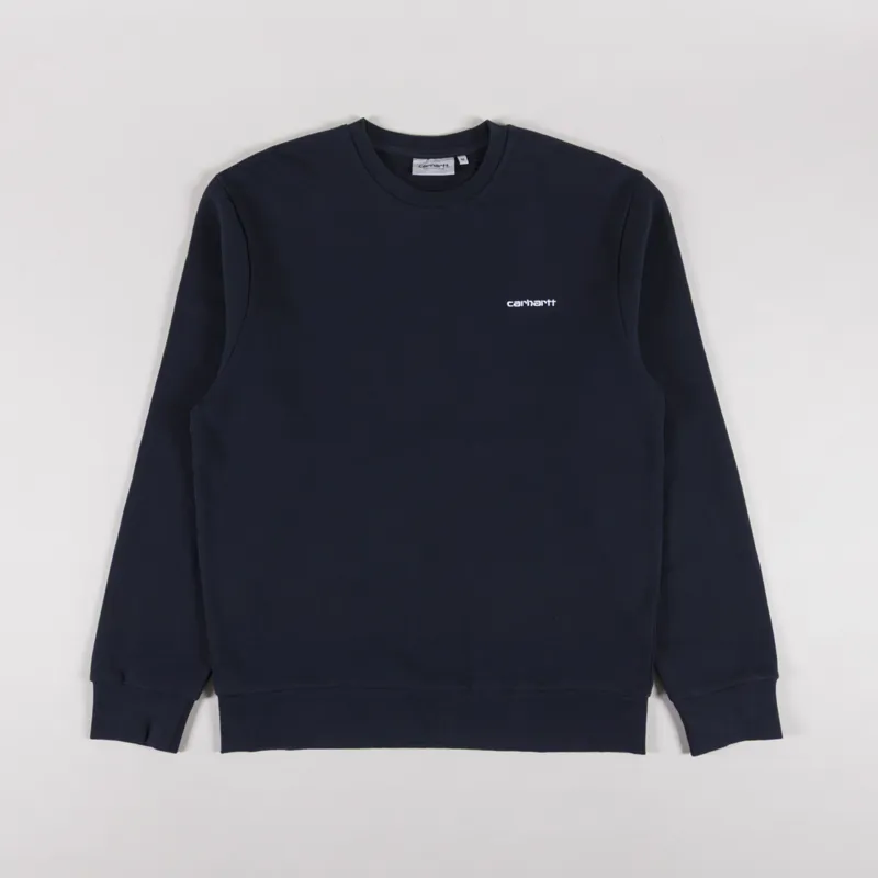 Carhartt WIP Script Embroidery Sweat Deep Night White
