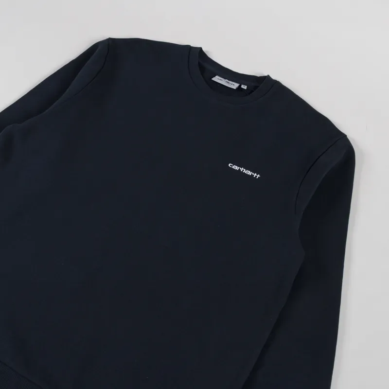 Carhartt WIP Script Embroidery Sweat Deep Night White-2
