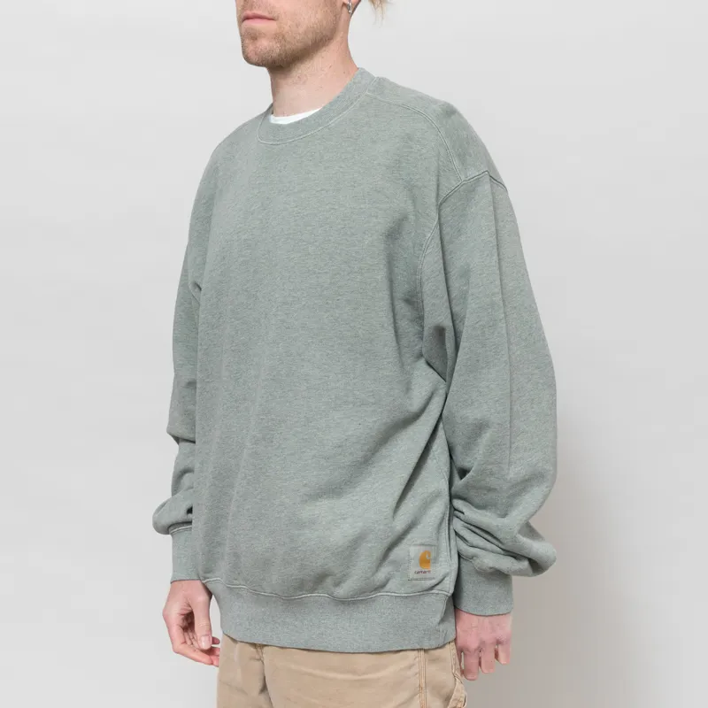 Carhartt WIP Caspian Sweatshirt Shady Green Heather Garment Dyed-1