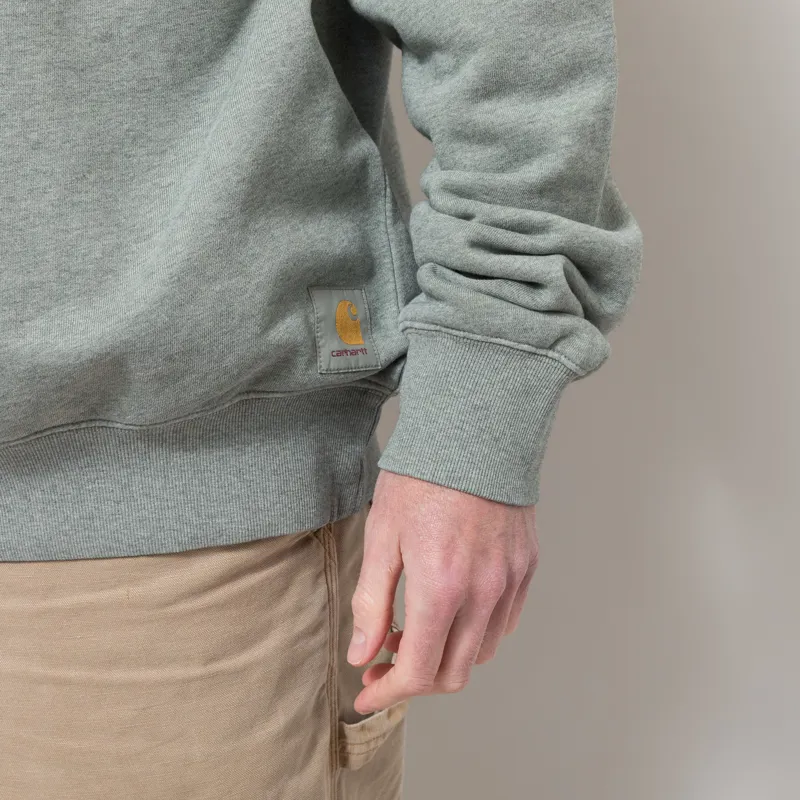 Carhartt WIP Caspian Sweatshirt Shady Green Heather Garment Dyed-4