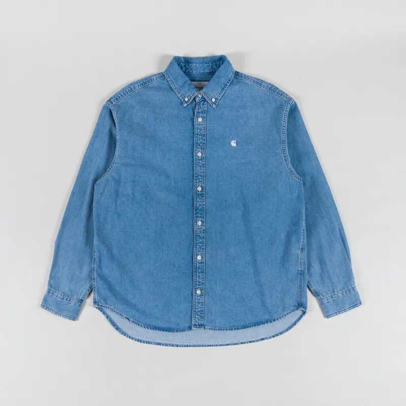 Carhartt WIP Long Sleeve Lucas Shirt Blue Bleached