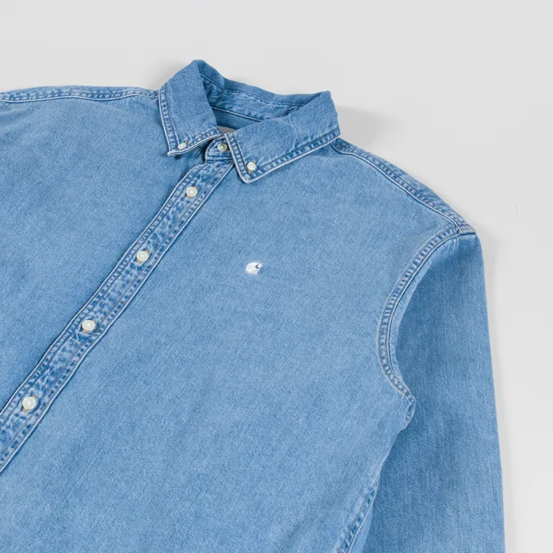 Carhartt WIP Long Sleeve Lucas Shirt Blue Bleached-2
