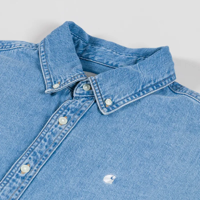 Carhartt WIP Long Sleeve Lucas Shirt Blue Bleached-4