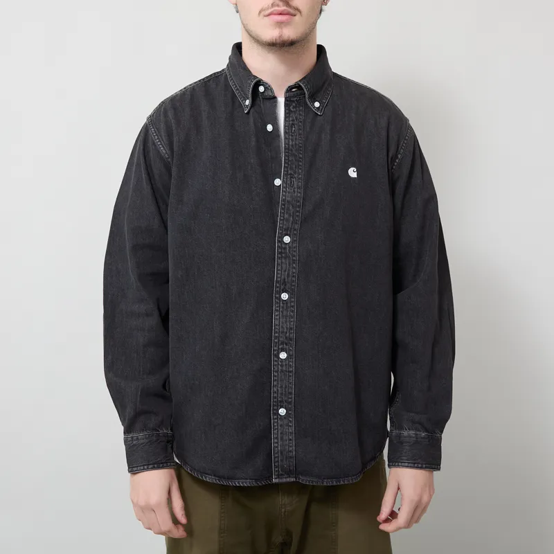 Carhartt WIP Long Sleeve Lucas Shirt Black Stone Washed