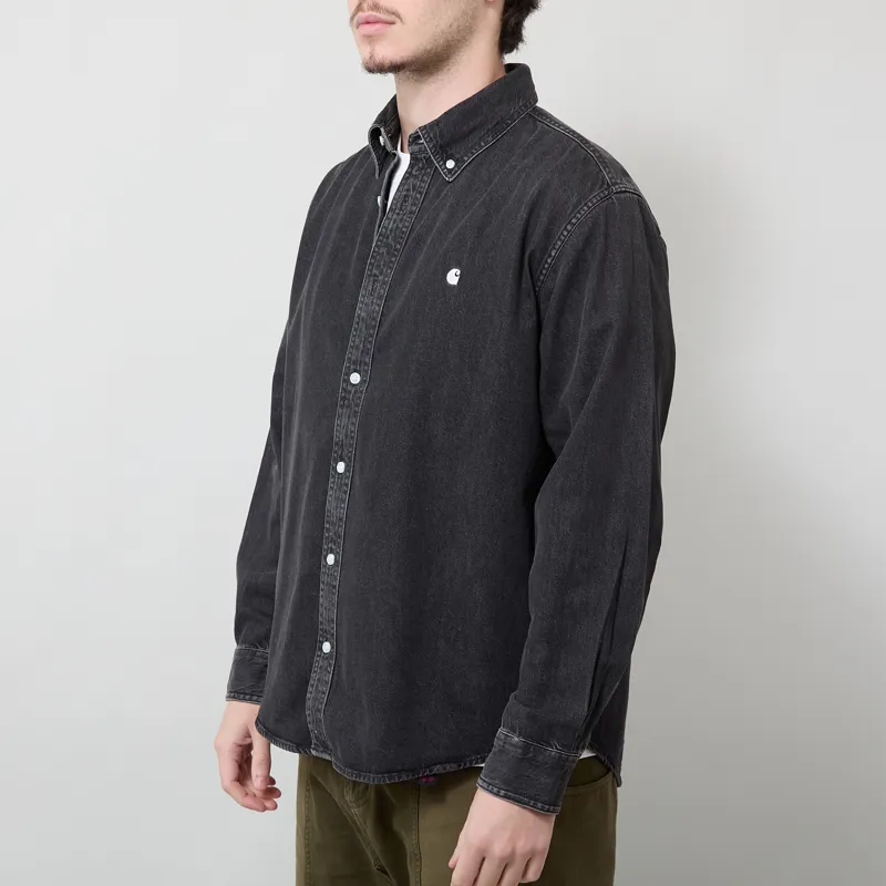 Carhartt WIP Long Sleeve Lucas Shirt Black Stone Washed-1