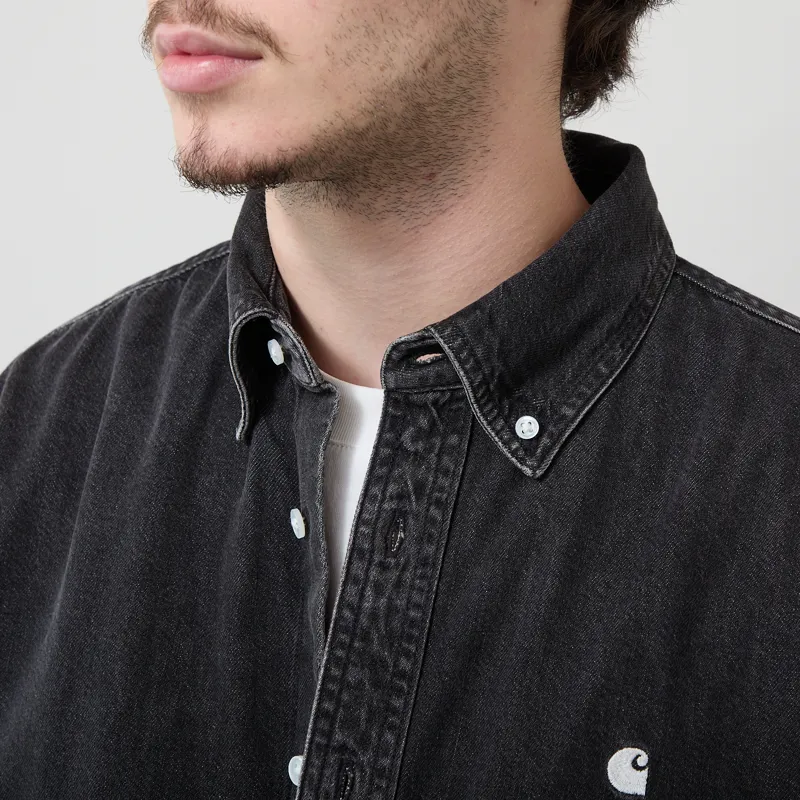 Carhartt WIP Long Sleeve Lucas Shirt Black Stone Washed-3