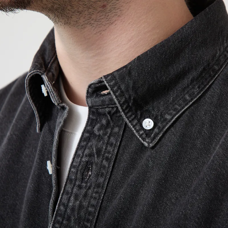 Carhartt WIP Long Sleeve Lucas Shirt Black Stone Washed-4