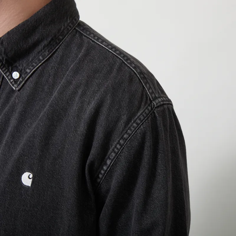 Carhartt WIP Long Sleeve Lucas Shirt Black Stone Washed-6