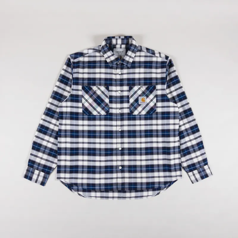 Carhartt WIP Long Sleeve Tarbell Shirt Check Dark Navy White