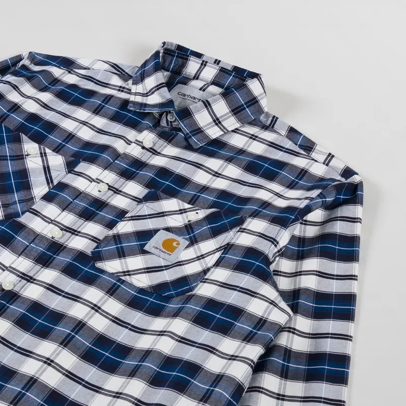 Carhartt WIP Long Sleeve Tarbell Shirt Check Dark Navy White-2
