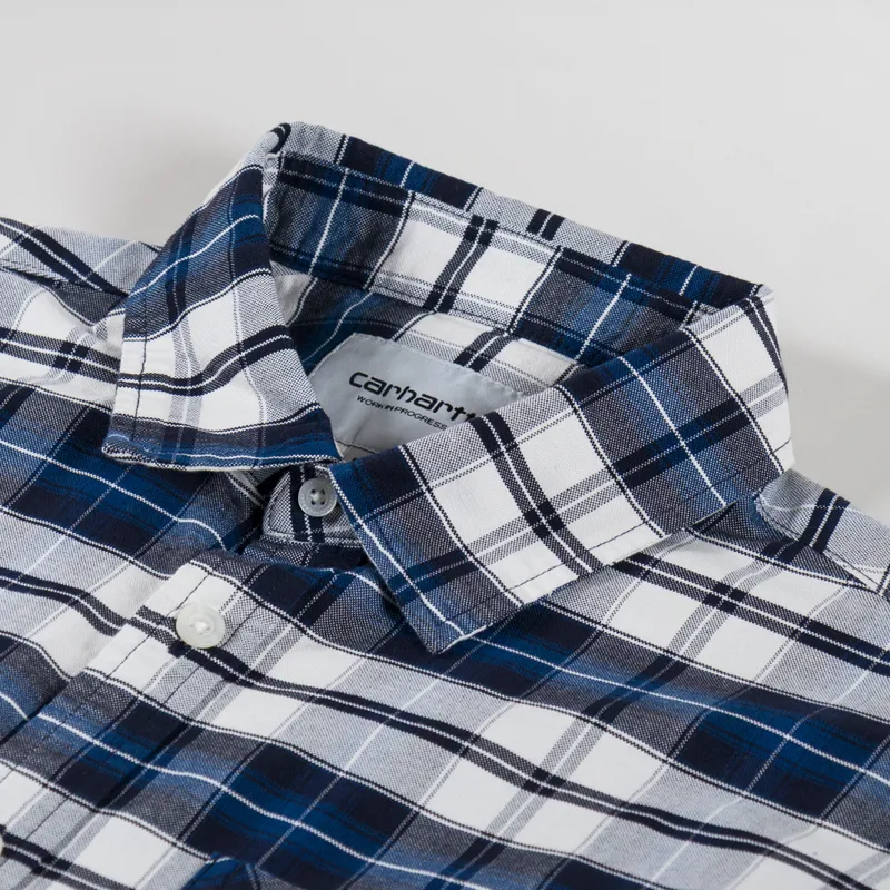 Carhartt WIP Long Sleeve Tarbell Shirt Check Dark Navy White-4