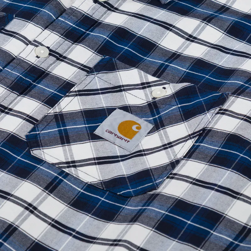 Carhartt WIP Long Sleeve Tarbell Shirt Check Dark Navy White-5