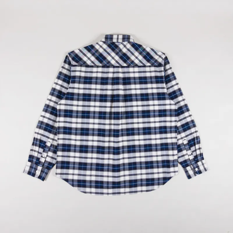 Carhartt WIP Long Sleeve Tarbell Shirt Check Dark Navy White-1