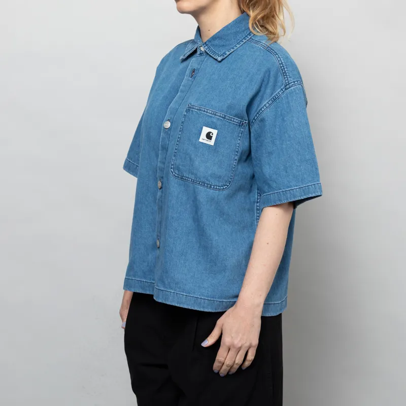 Carhartt WIP Womens Lovilia Shirt Blue Stone Washed-1