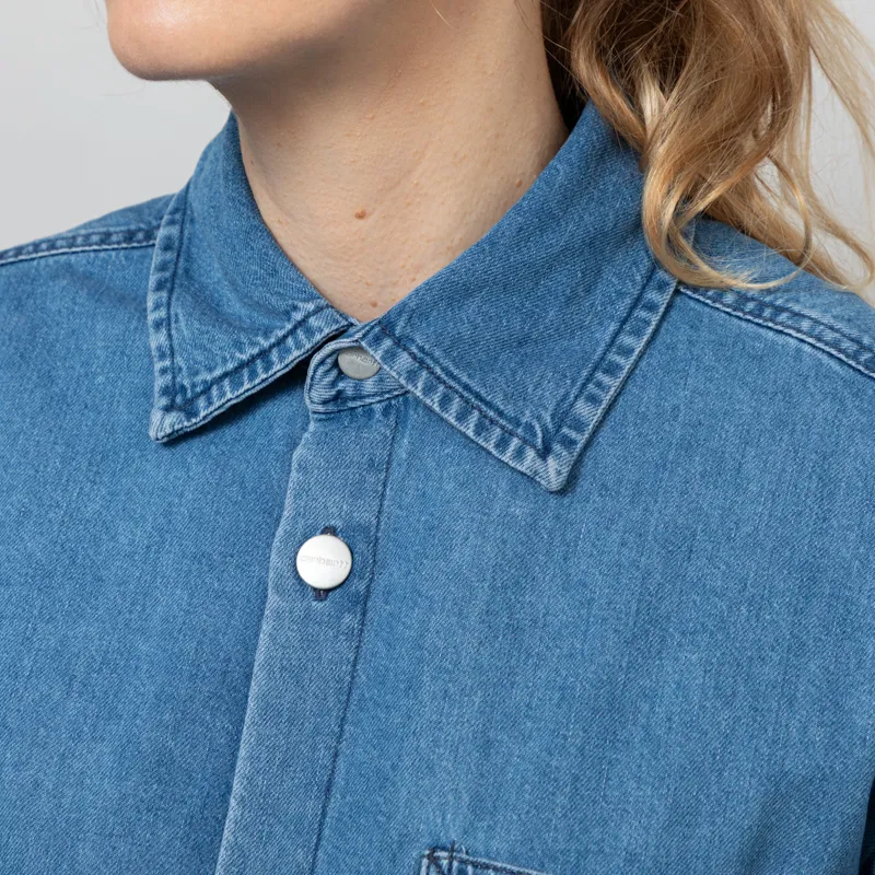 Carhartt WIP Womens Lovilia Shirt Blue Stone Washed-5