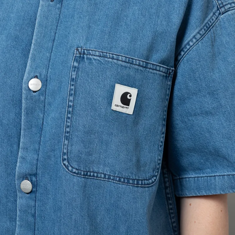 Carhartt WIP Womens Lovilia Shirt Blue Stone Washed-7