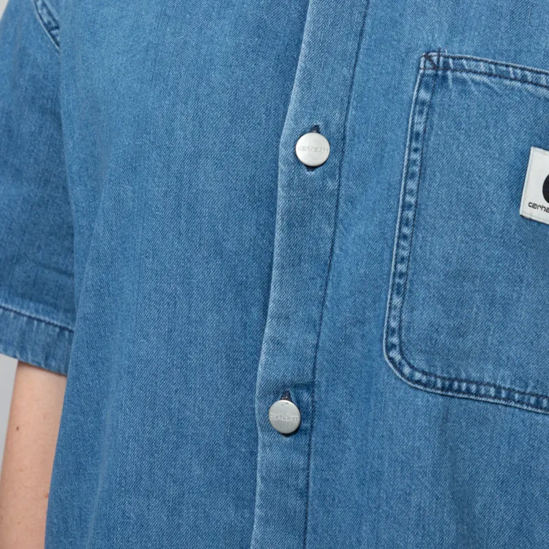 Carhartt WIP Womens Lovilia Shirt Blue Stone Washed-6