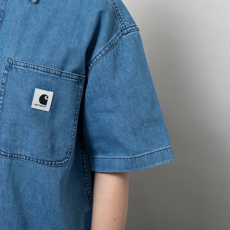Carhartt WIP Womens Lovilia Shirt Blue Stone Washed-8