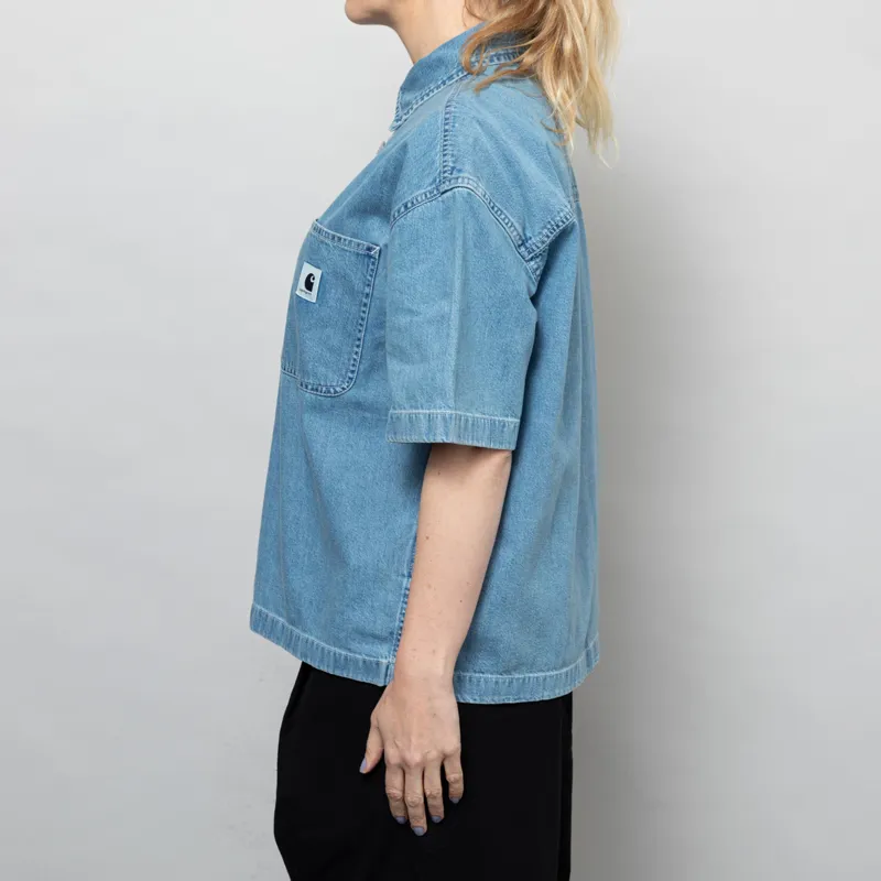 Carhartt WIP Womens Lovilia Shirt Blue Bleached-2