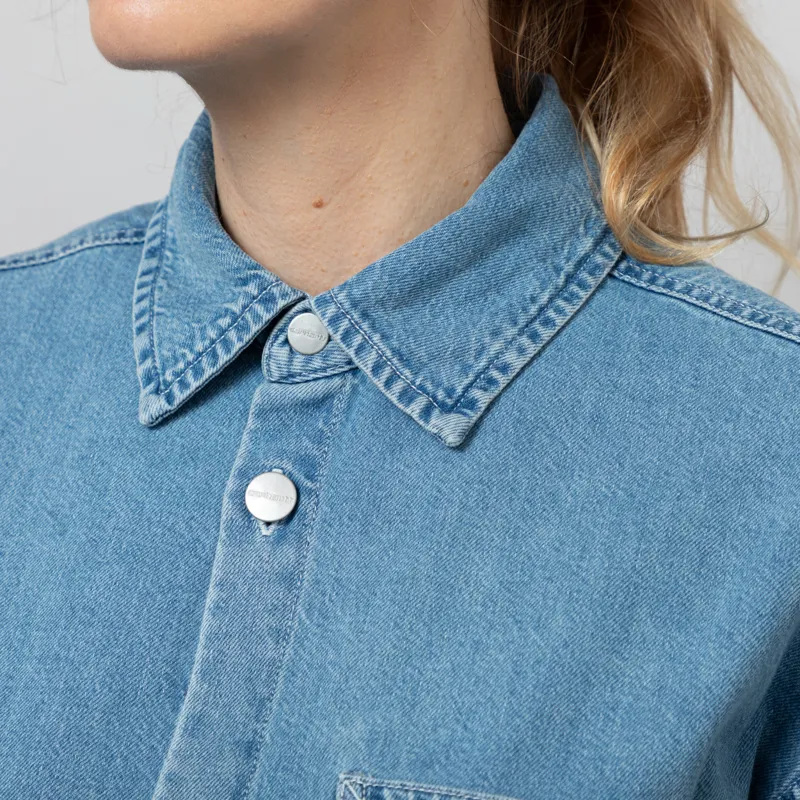 Carhartt WIP Womens Lovilia Shirt Blue Bleached-5