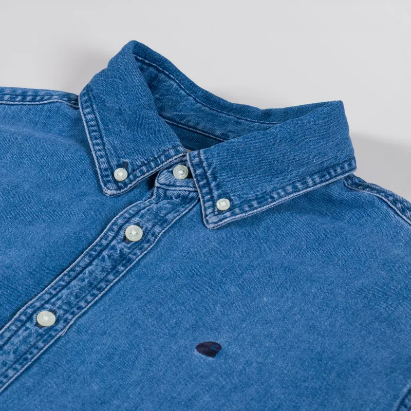 Carhartt WIP Lucas Shirt Blue Stone Washed-4