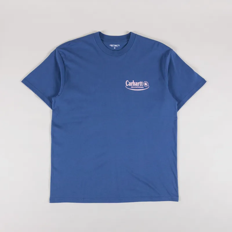 Carhartt WIP Catalogue T Shirt Blue Iris Air Pink-1