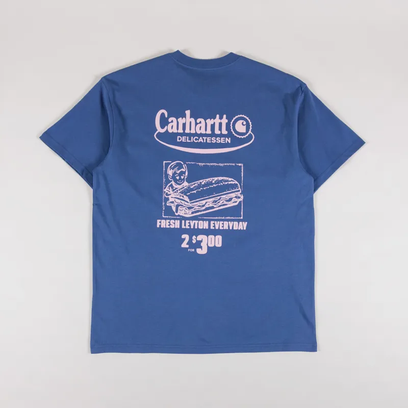 Carhartt WIP Catalogue T Shirt Blue Iris Air Pink