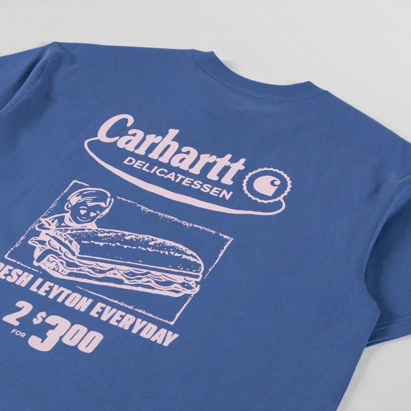 Carhartt WIP Catalogue T Shirt Blue Iris Air Pink-2
