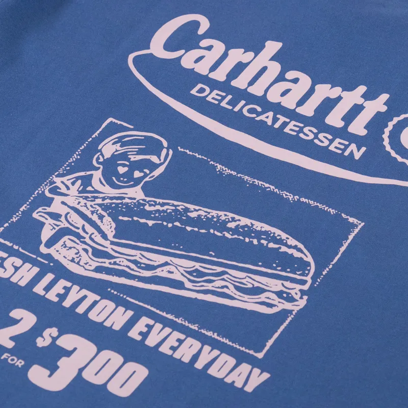 Carhartt WIP Catalogue T Shirt Blue Iris Air Pink-4