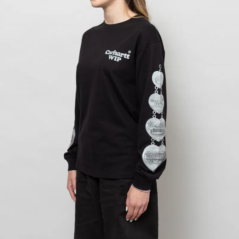 Carhartt WIP Womens Long Sleeve Hartt Chain T Shirt Black-1
