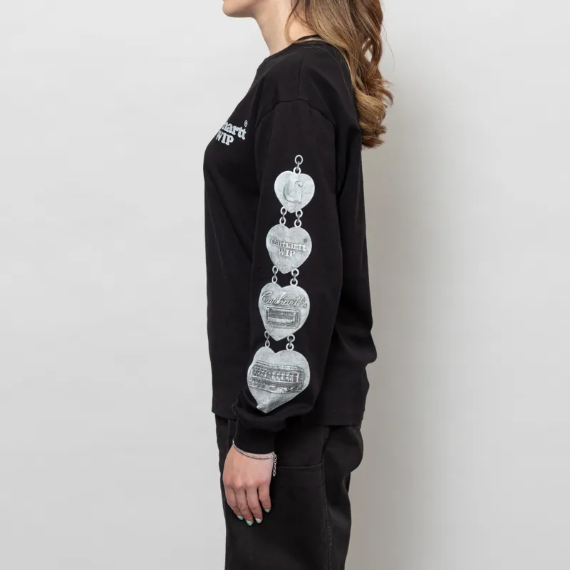 Carhartt WIP Womens Long Sleeve Hartt Chain T Shirt Black-2