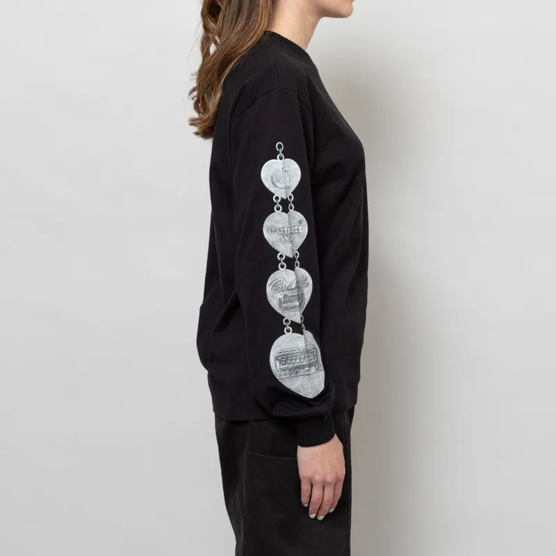 Carhartt WIP Womens Long Sleeve Hartt Chain T Shirt Black-4