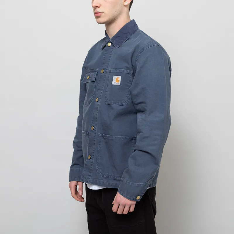 Carhartt WIP Mens Michigan Chore Coat Dusky Blue Stone Canvas