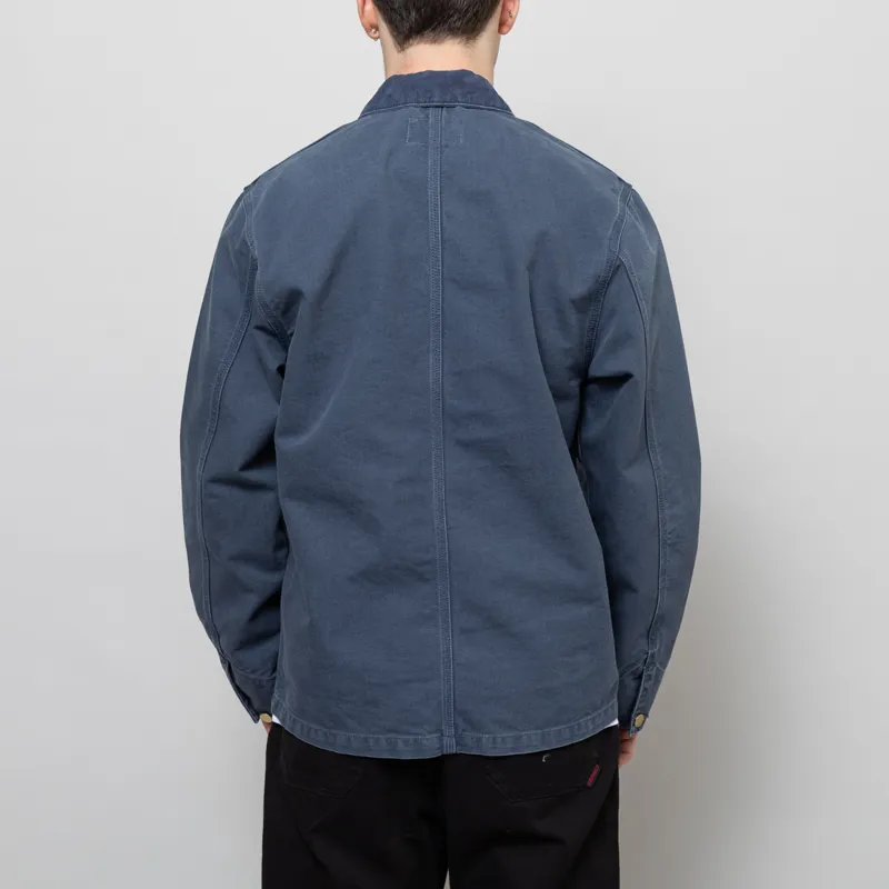 Carhartt WIP Mens Michigan Chore Coat Dusky Blue Stone Canvas