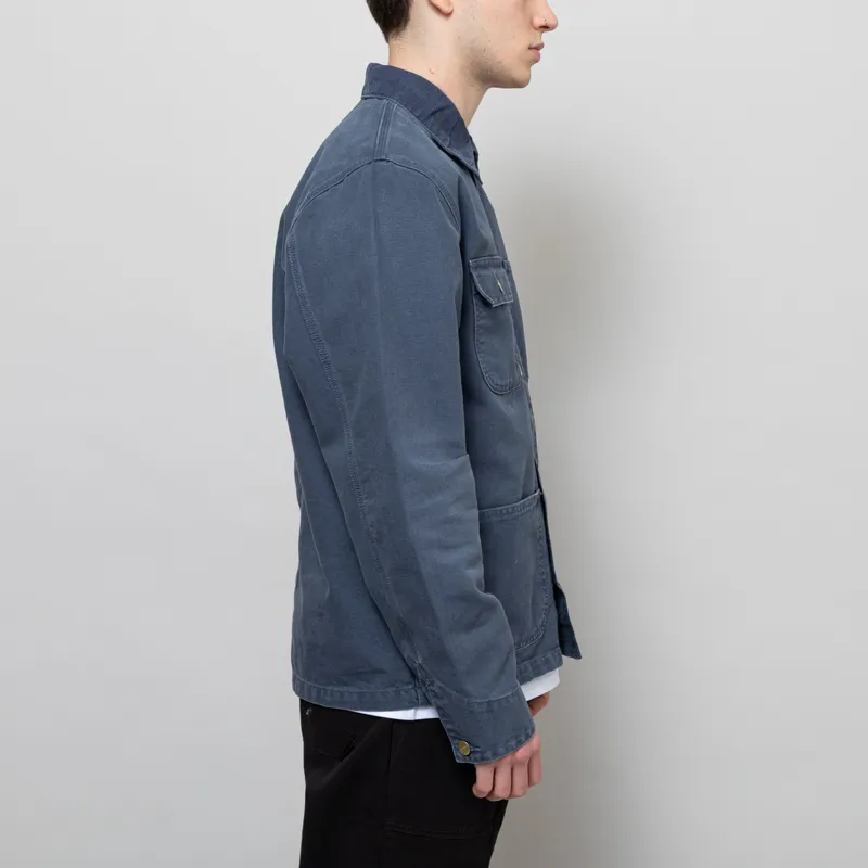 Carhartt WIP Mens Michigan Chore Coat Dusky Blue Stone Canvas