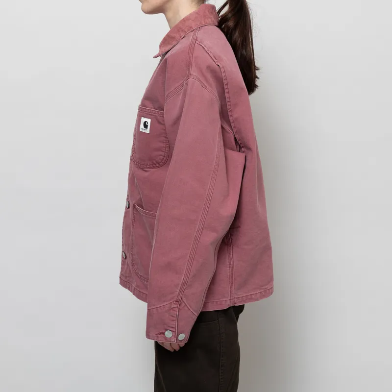 Carhartt WIP Womens OG Michigan Coat Dusky Pink Stone Canvas-2