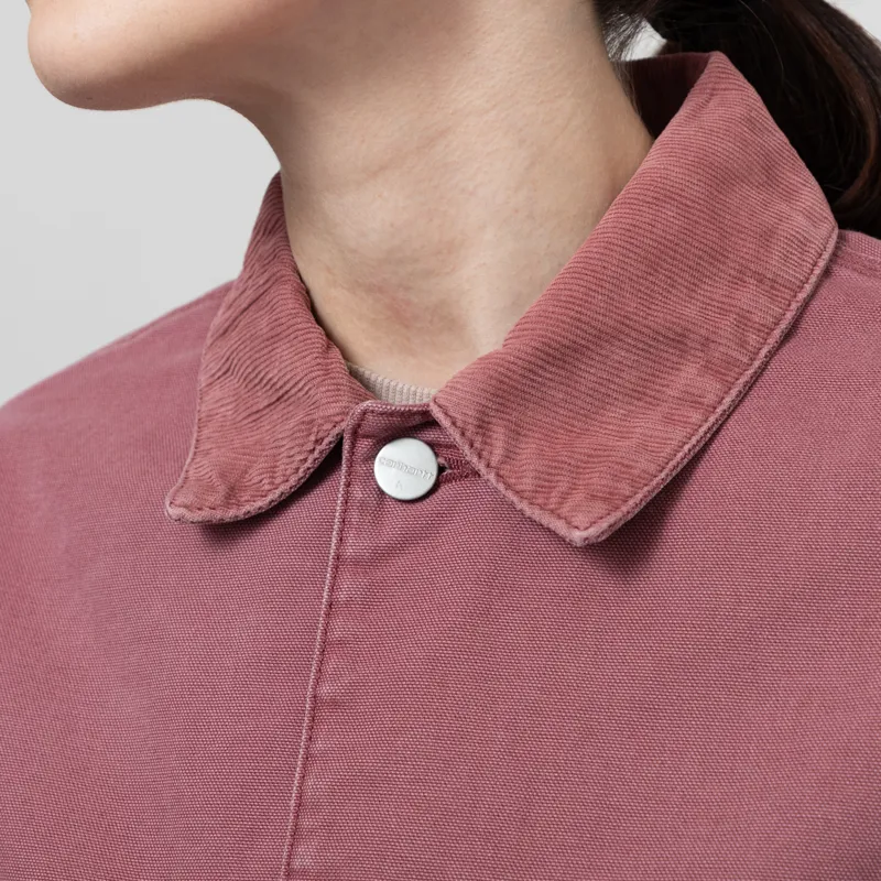 Carhartt WIP Womens OG Michigan Coat Dusky Pink Stone Canvas-5