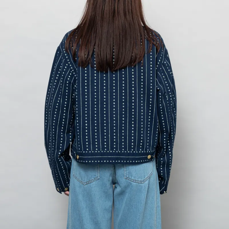 Carhartt WIP Womens Drewe Jacket Heart C Pinstripe Ink Natural Rinsed-3