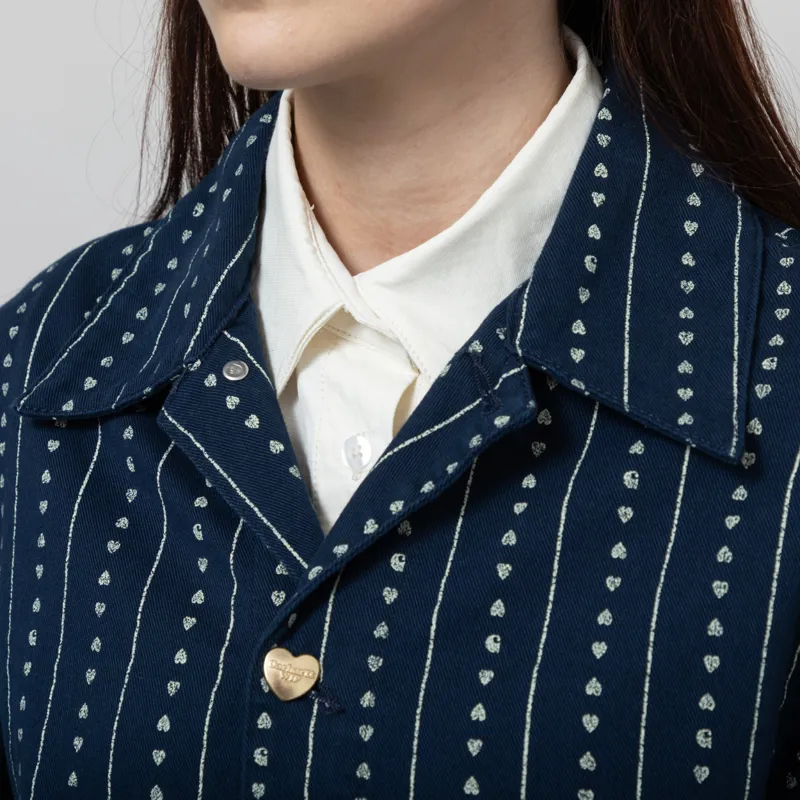Carhartt WIP Womens Drewe Jacket Heart C Pinstripe Ink Natural Rinsed-5