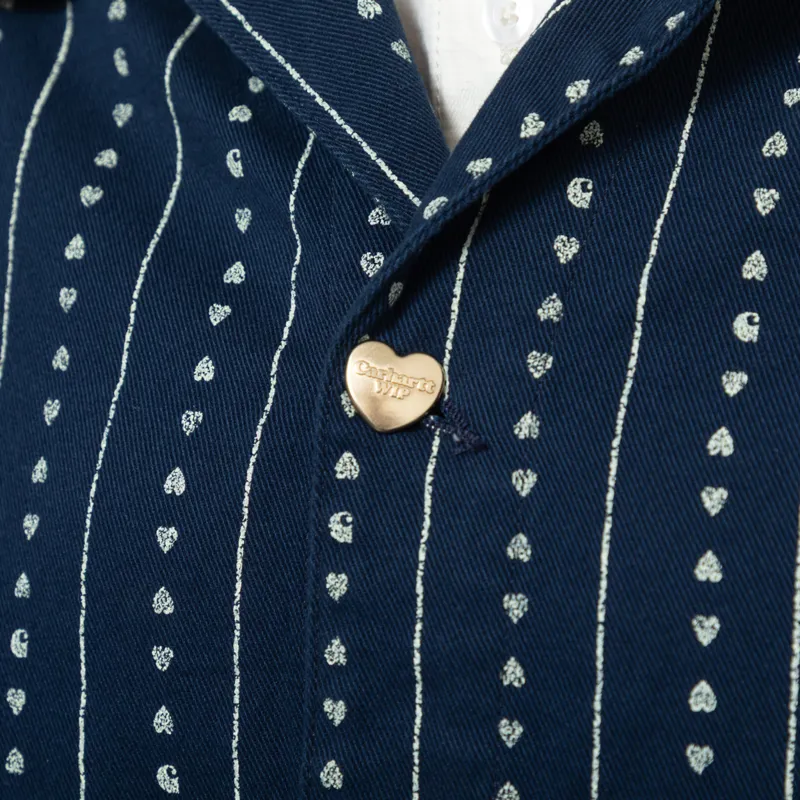 Carhartt WIP Womens Drewe Jacket Heart C Pinstripe Ink Natural Rinsed-8
