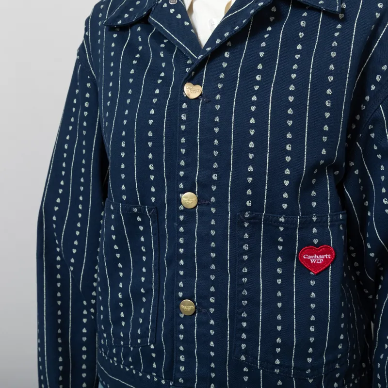 Carhartt WIP Womens Drewe Jacket Heart C Pinstripe Ink Natural Rinsed-6