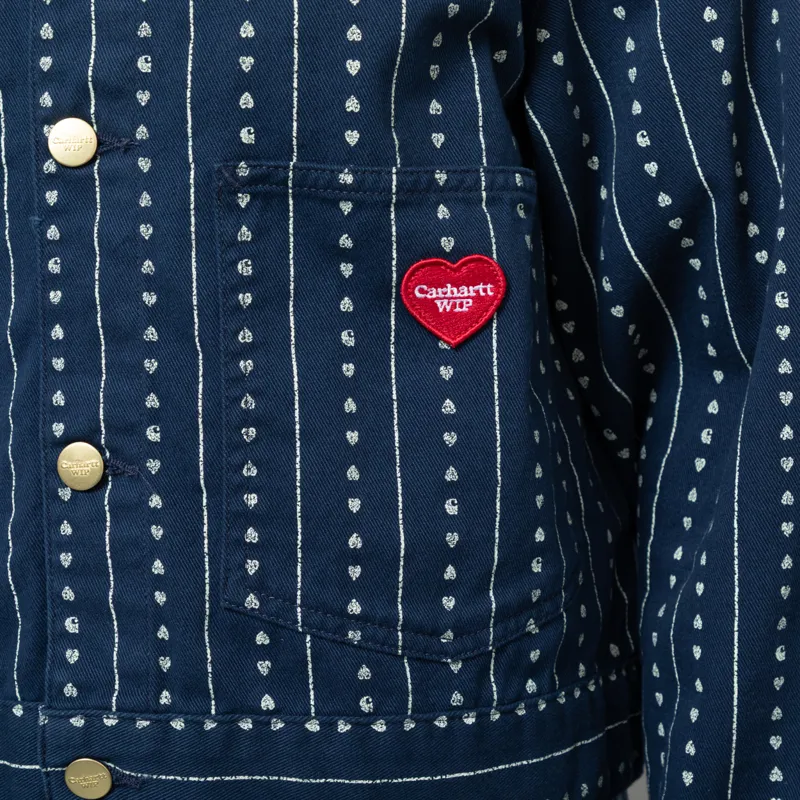 Carhartt WIP Womens Drewe Jacket Heart C Pinstripe Ink Natural Rinsed-7