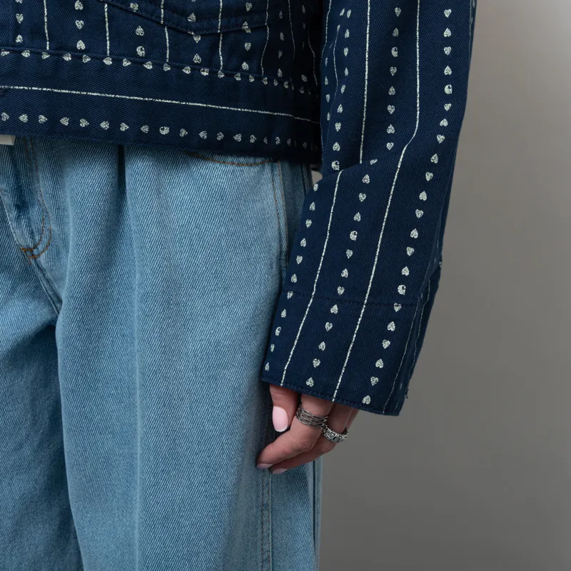 Carhartt WIP Womens Drewe Jacket Heart C Pinstripe Ink Natural Rinsed-11