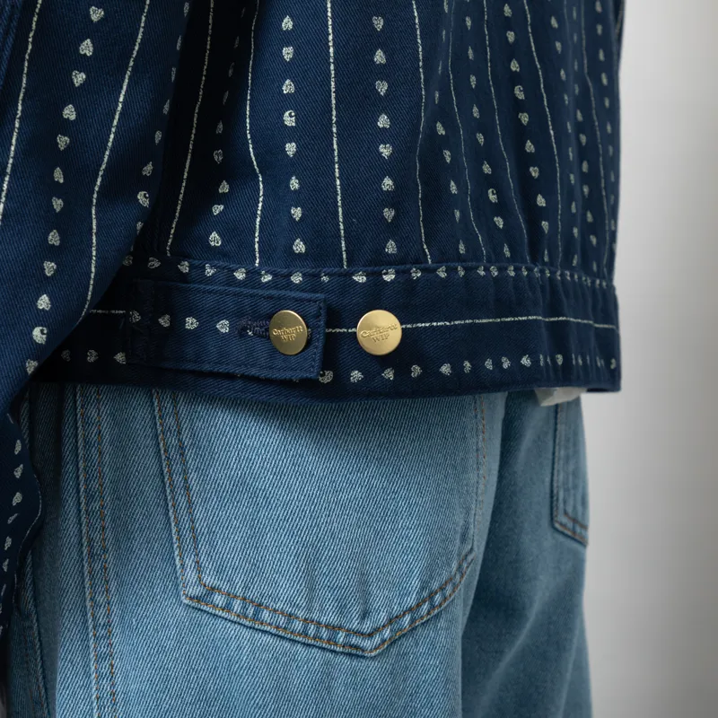 Carhartt WIP Womens Drewe Jacket Heart C Pinstripe Ink Natural Rinsed-10