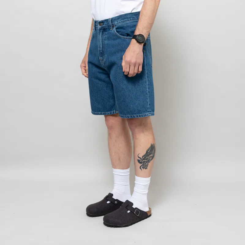 Carhartt WIP Nolan Shorts Blue Heavy Stonewashed-1