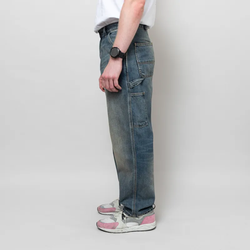 Carhartt WIP OG Single Knee Pant Blue Worn Used Wash Camano Denim-2
