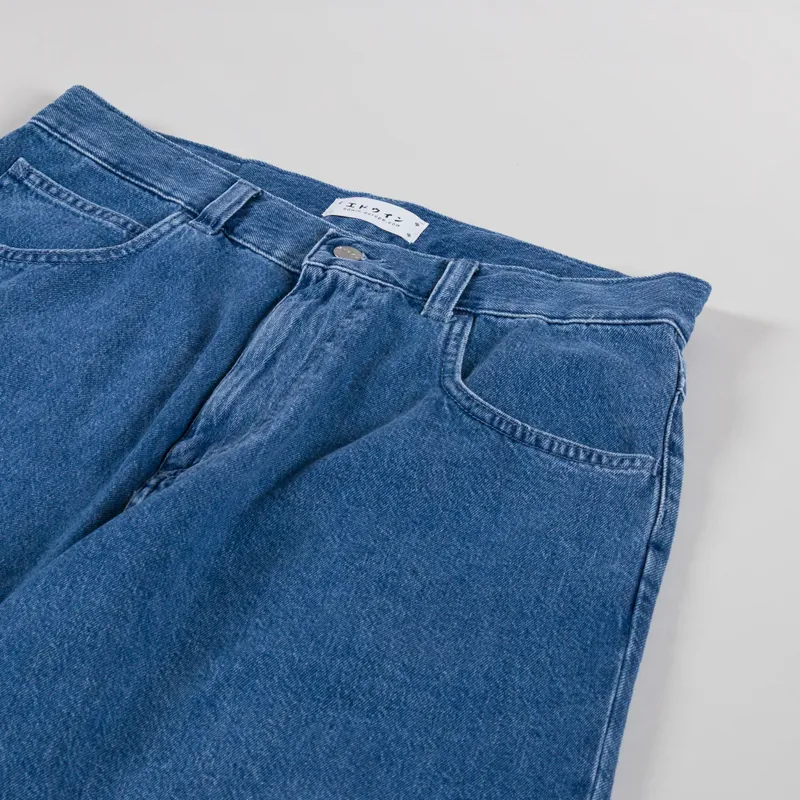 Edwin Worker Shorts Blue Light Stone Washed-2